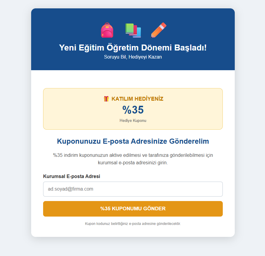 Yeni Eğitim Dönemi Kampanyası kupon aktiflestir